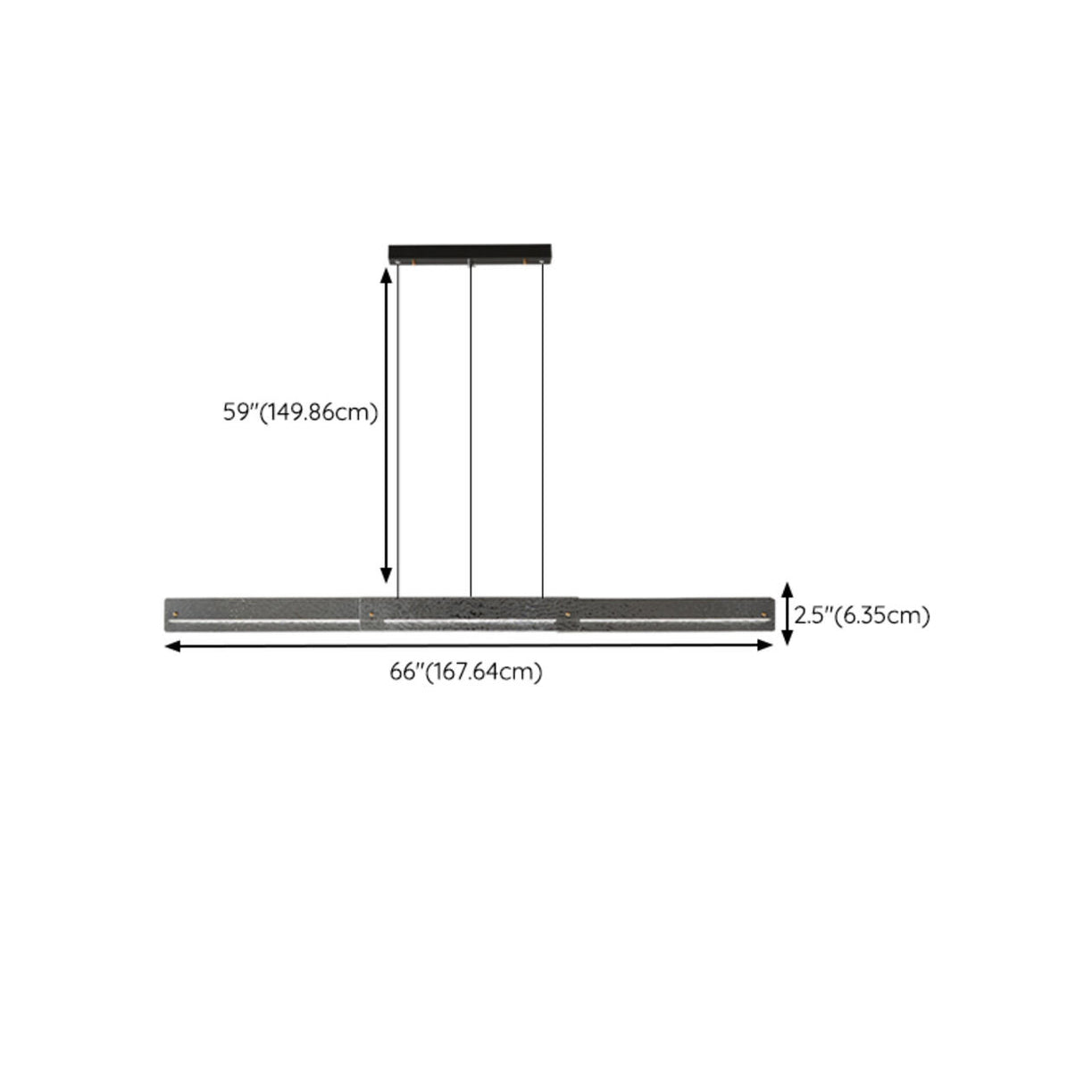 Contemporary Hammered Metal Linear LED Pendant Light Image - 11