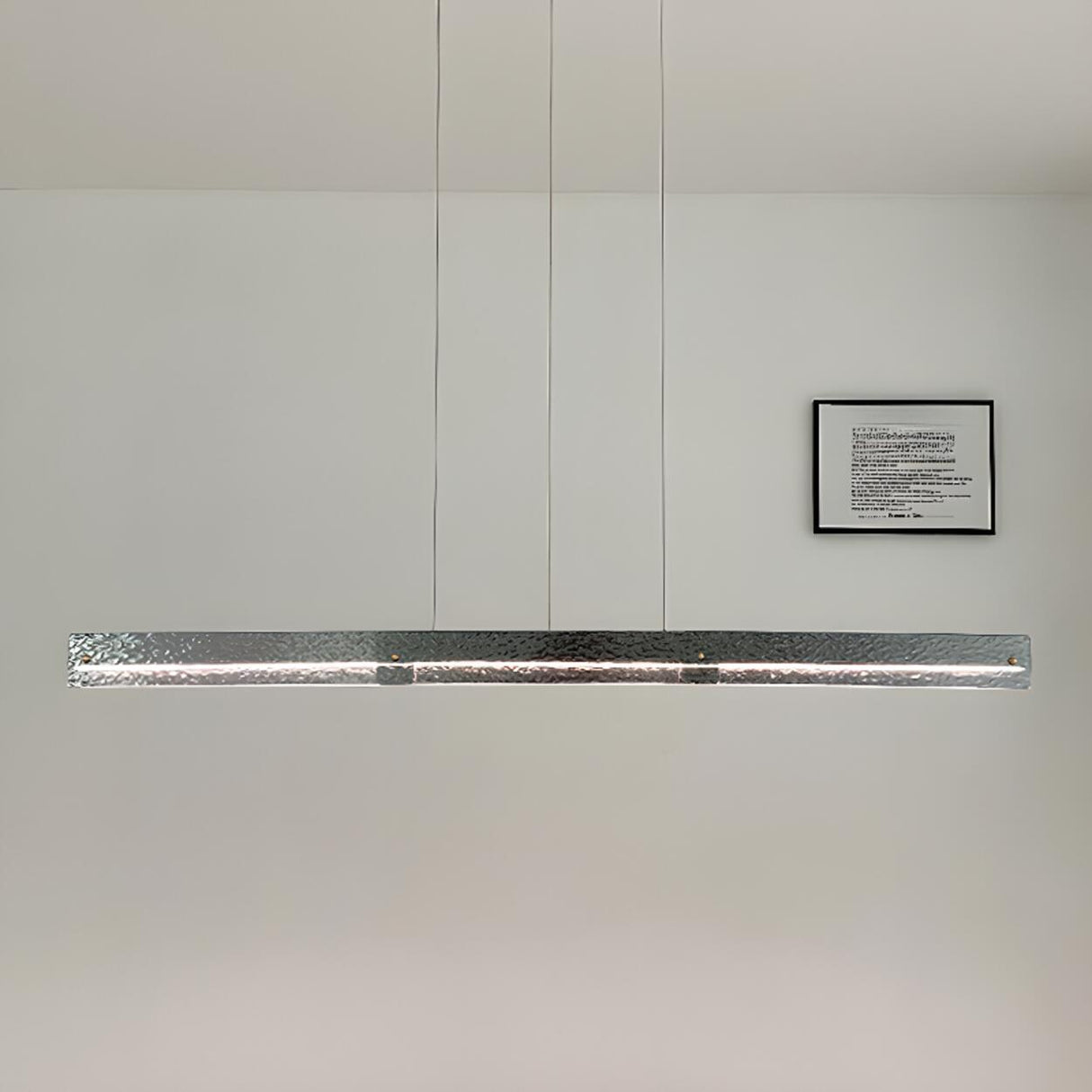 Contemporary Hammered Metal Linear LED Pendant Light Image - 3