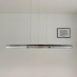 Contemporary Hammered Metal Linear LED Pendant Light Image - 3