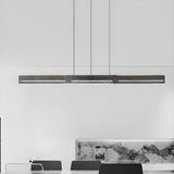 Contemporary Hammered Metal Linear LED Pendant Light Image - 5