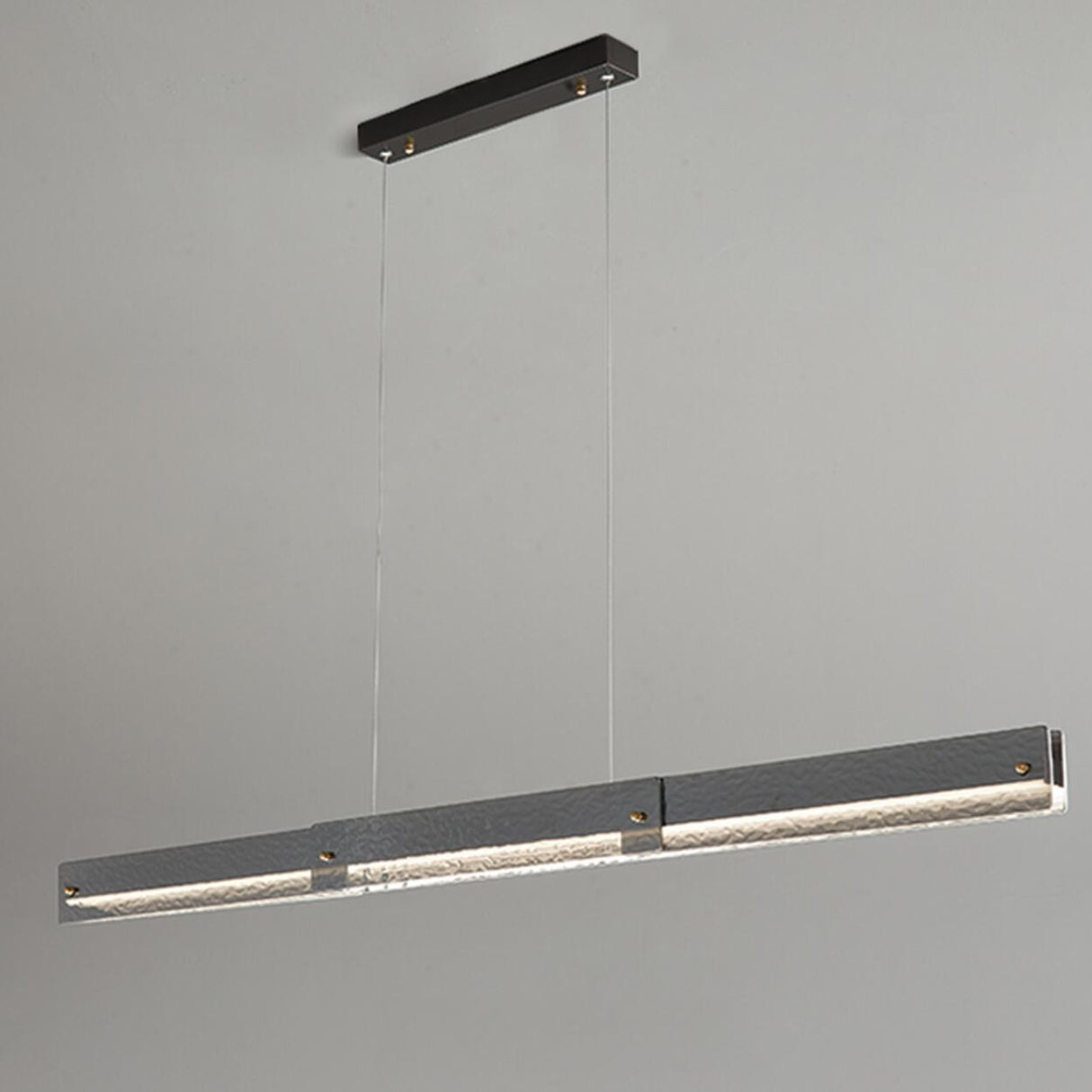 Contemporary Hammered Metal Linear LED Pendant Light Image - 6