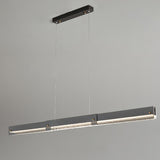 Contemporary Hammered Metal Linear LED Pendant Light Image - 6