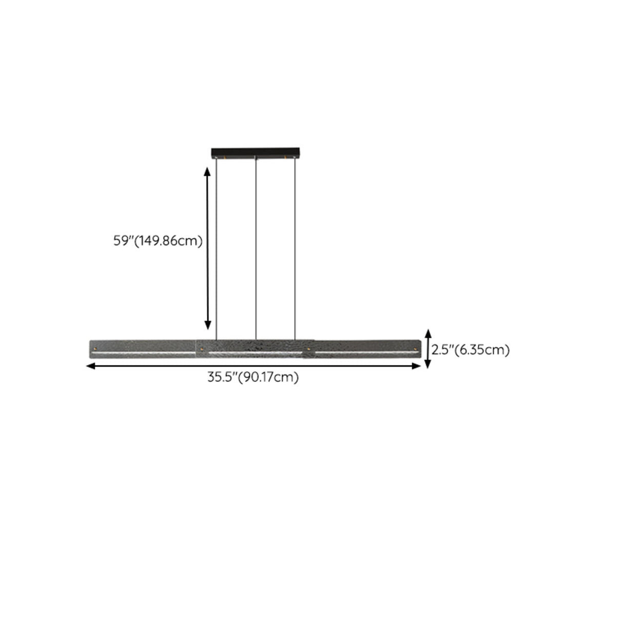 Contemporary Hammered Metal Linear LED Pendant Light 