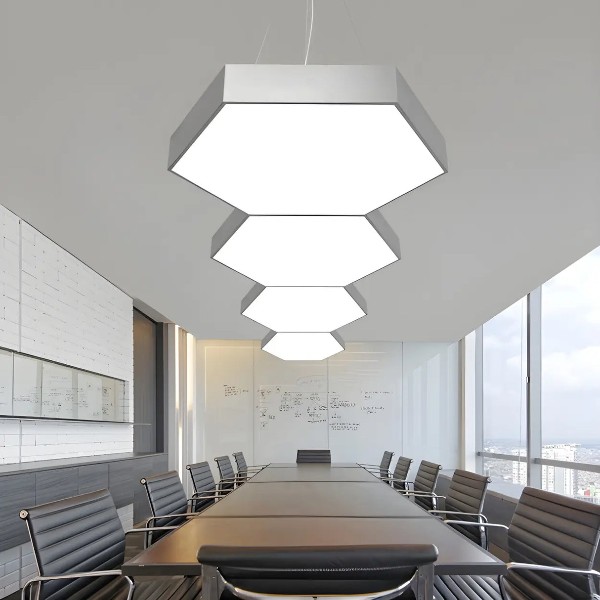 Contemporary Hexagon Metal Black Indoor Pendant Light Image - 14