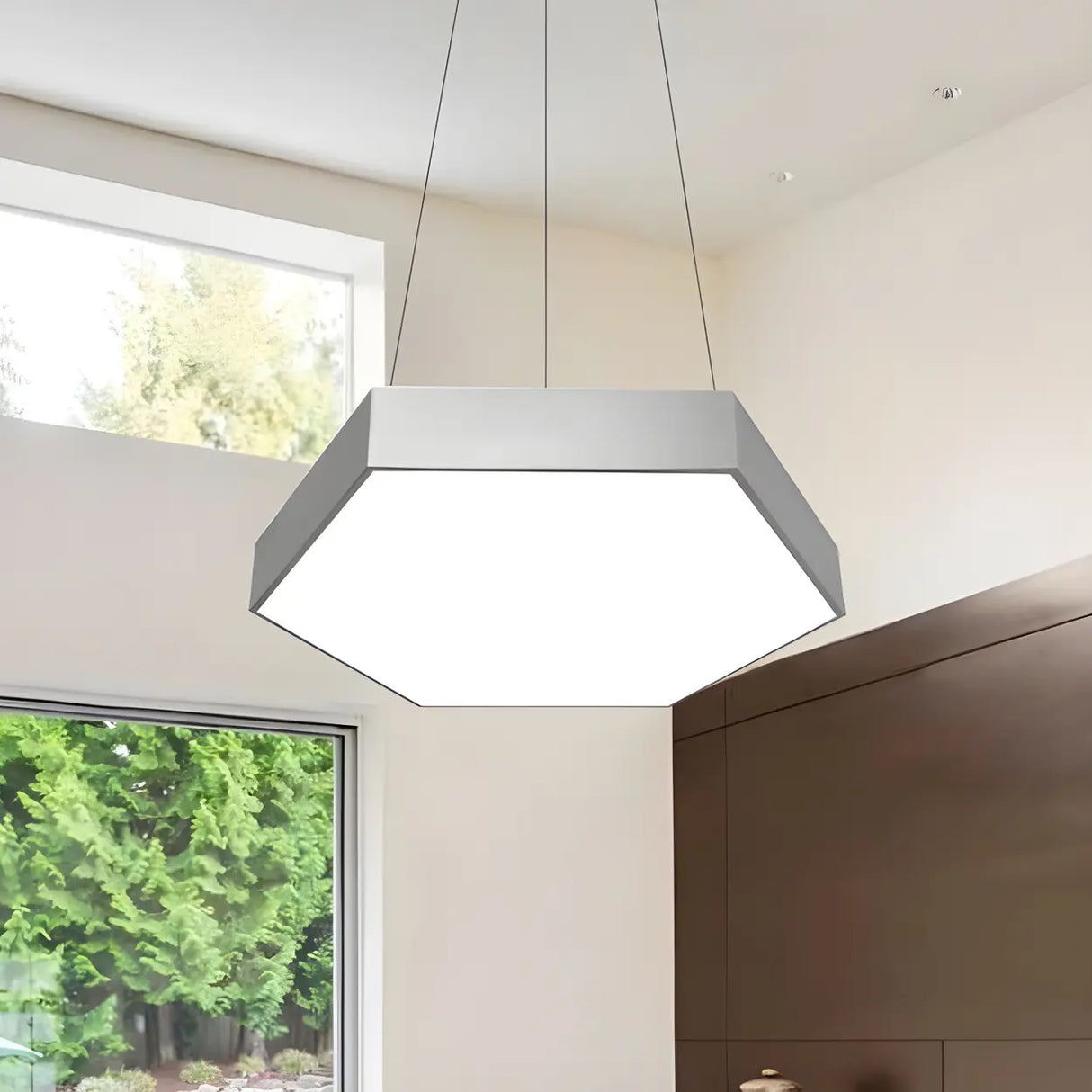 Contemporary Hexagon Metal Black Indoor Pendant Light Image - 15