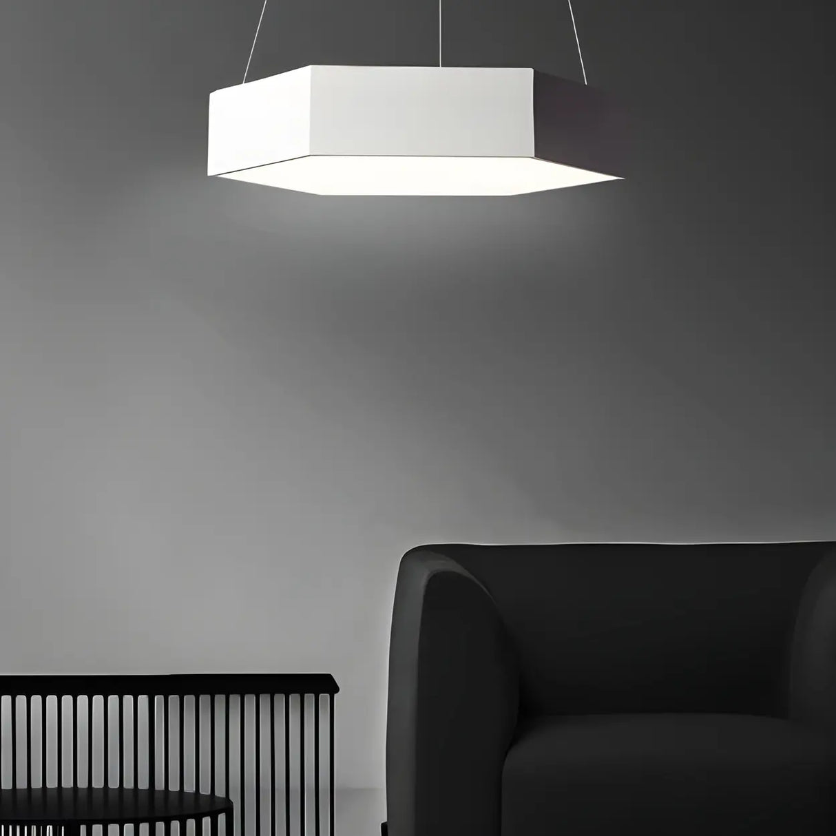 Contemporary Hexagon Metal Black Indoor Pendant Light Image - 18