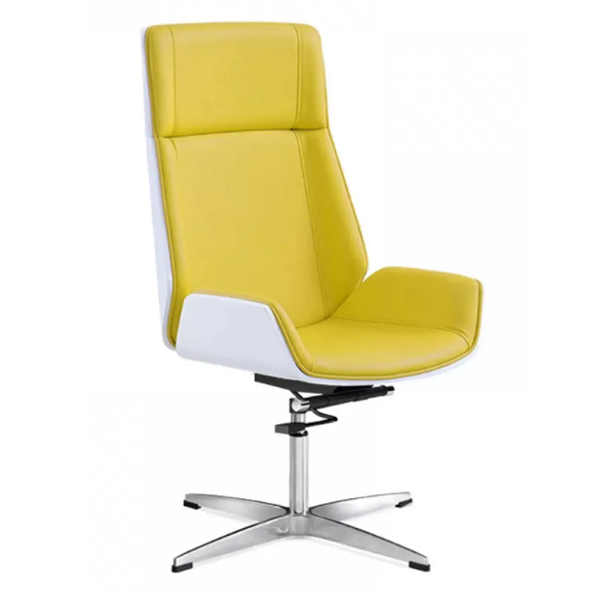Contemporary High-Back Leather Swivel Orange Task Chair Image - 11