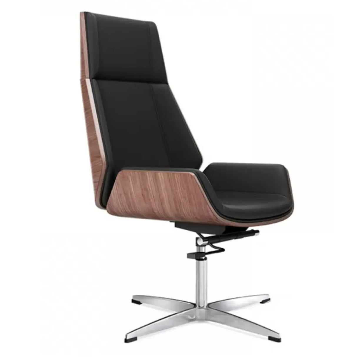 Contemporary High-Back Leather Swivel Orange Task Chair Image - 13