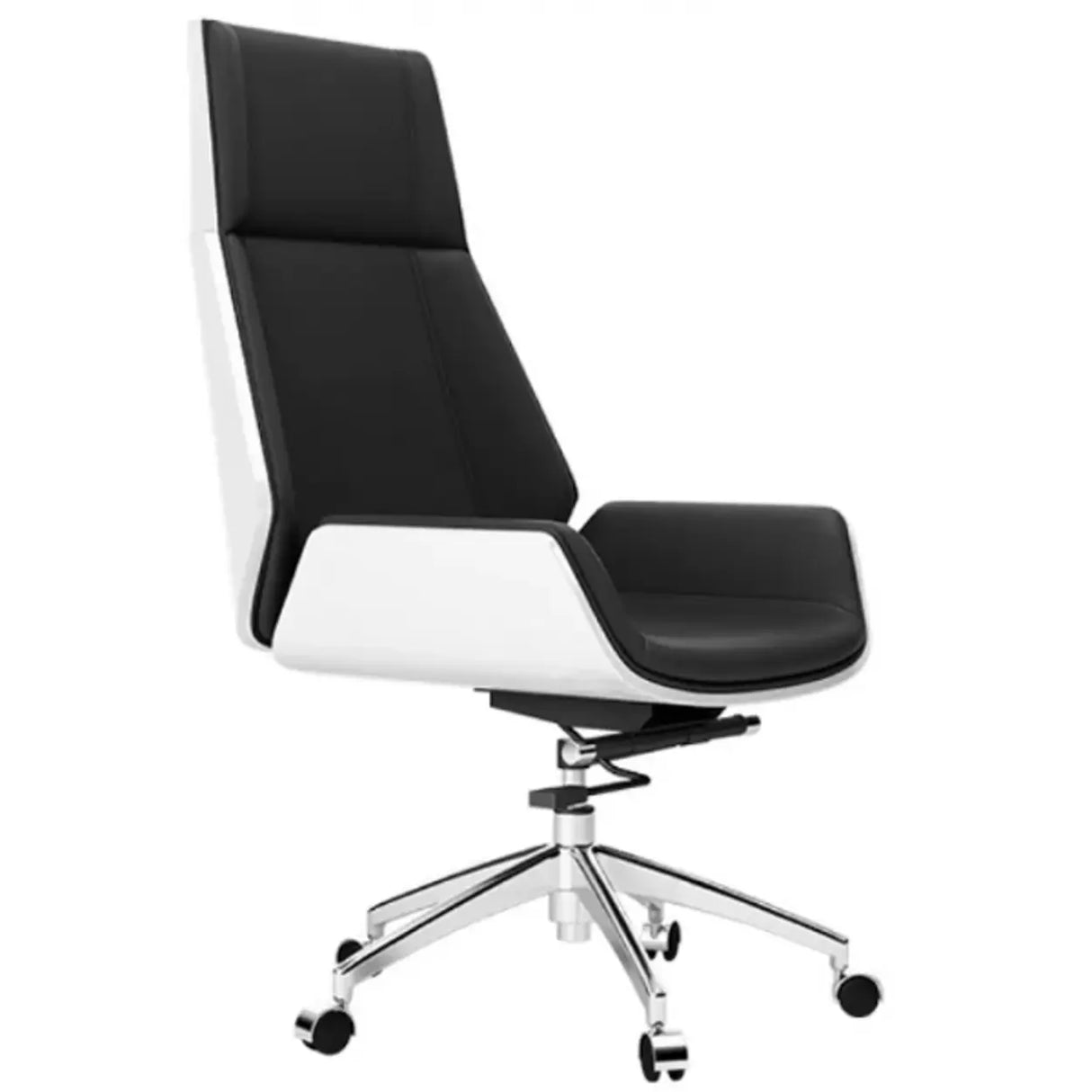 Contemporary High-Back Leather Swivel Orange Task Chair Image - 15