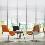 Contemporary High-Back Leather Swivel Orange Task Chair Image - 18