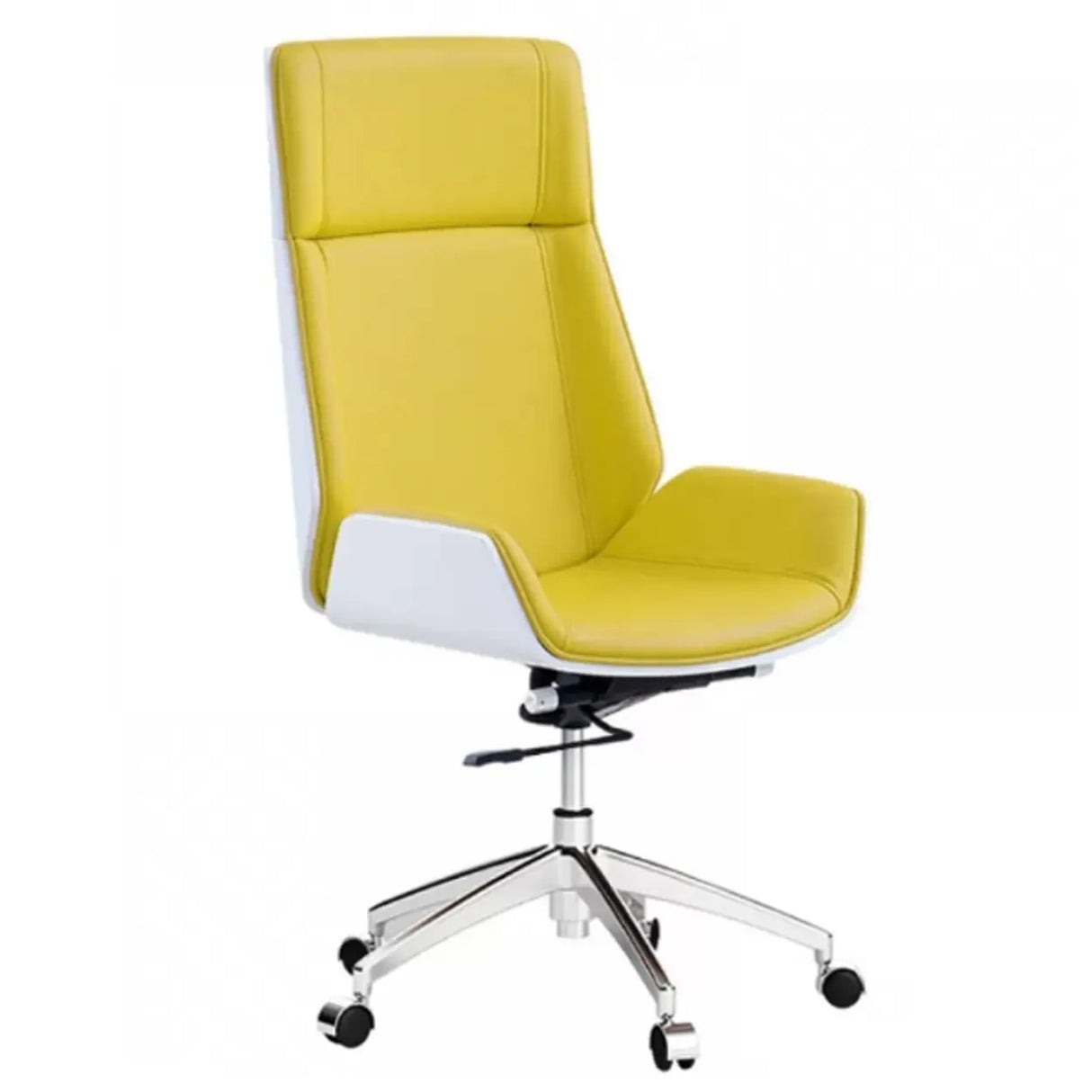 Contemporary High-Back Leather Swivel Orange Task Chair Image - 19