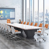 Contemporary High-Back Leather Swivel Orange Task Chair Image - 20