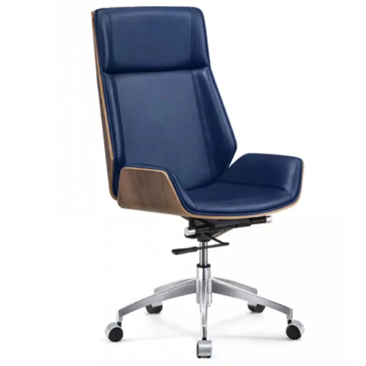 Contemporary High-Back Leather Swivel Orange Task Chair Image - 21