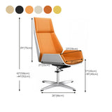 Contemporary High-Back Leather Swivel Orange Task Chair Image - 24