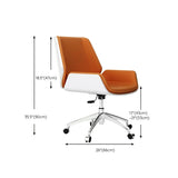Contemporary High-Back Leather Swivel Orange Task Chair Image - 25