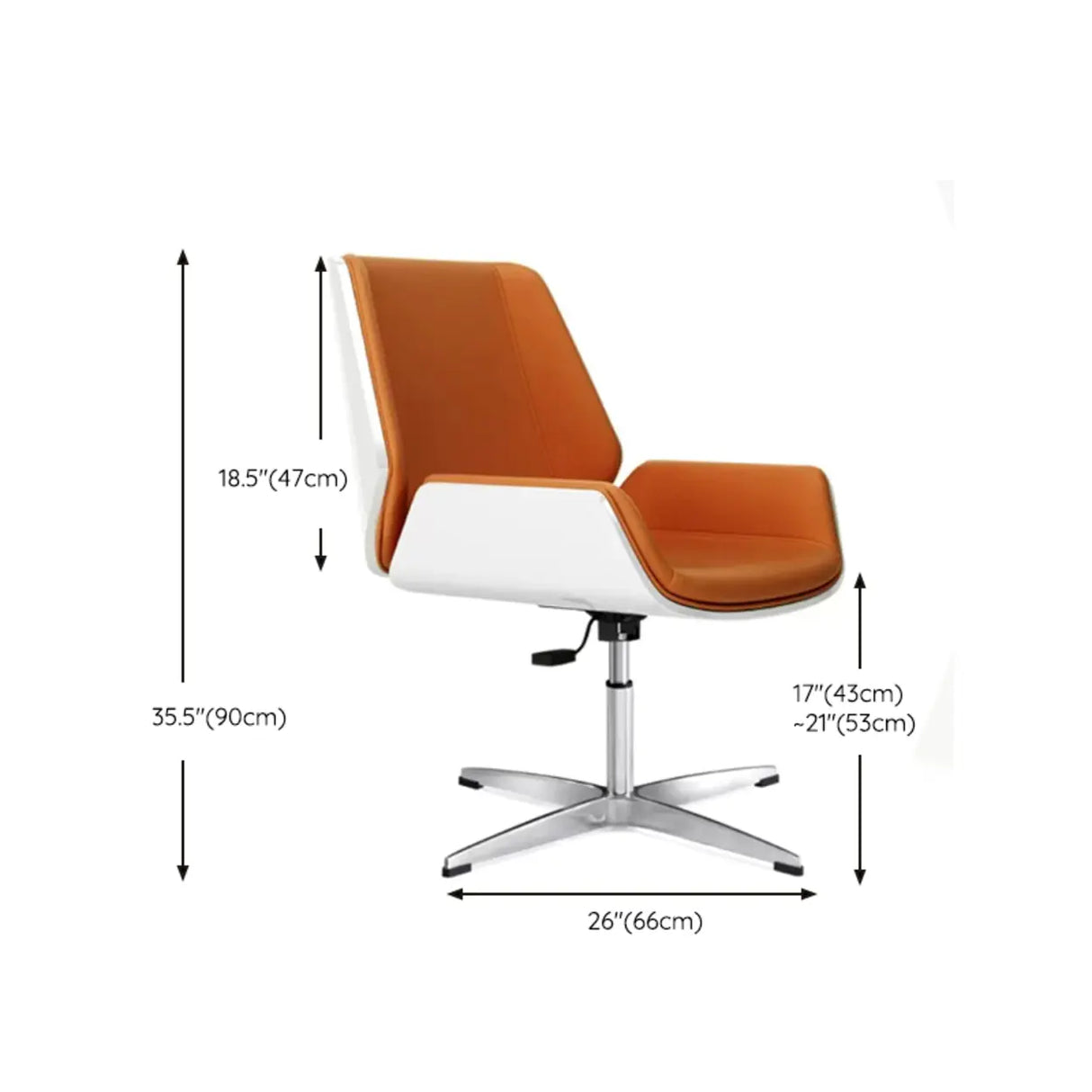 Contemporary High-Back Leather Swivel Orange Task Chair Image - 26