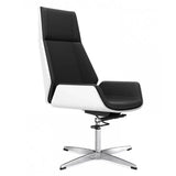 Contemporary High-Back Leather Swivel Orange Task Chair Image - 4