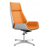 Contemporary High-Back Leather Swivel Orange Task Chair Image - 6
