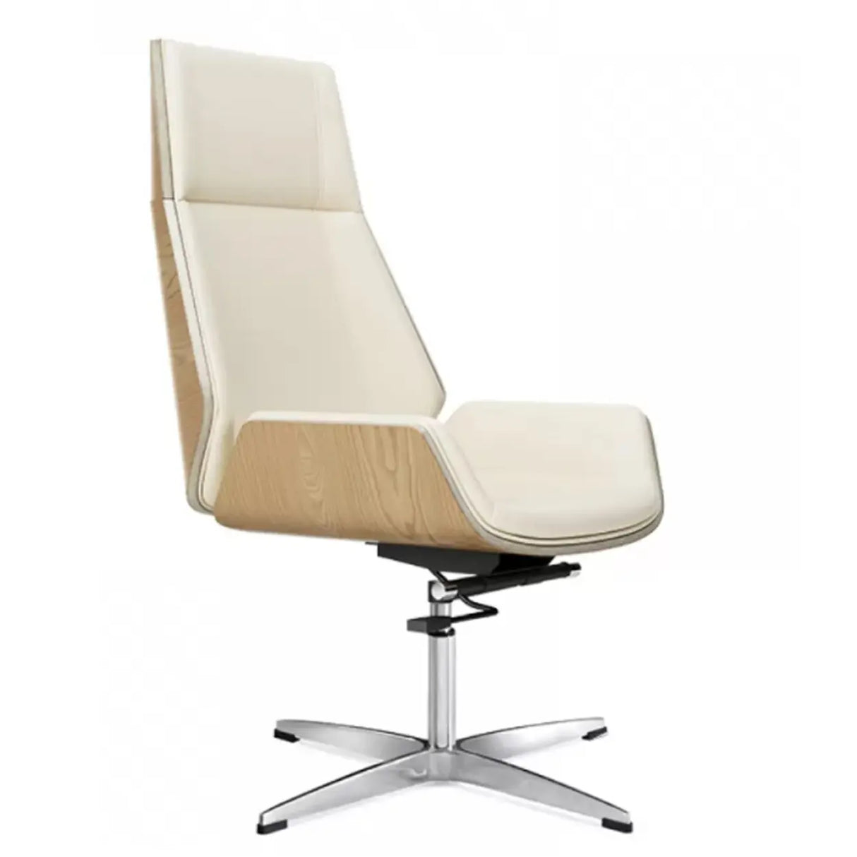 Contemporary High-Back Leather Swivel Orange Task Chair Image - 7