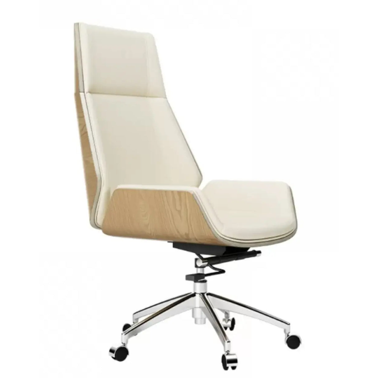 Contemporary High-Back Leather Swivel Orange Task Chair Image - 10