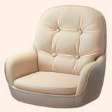 Contemporary Ivory Wood Frame Ergonomic Leather Office Chair Image - 6