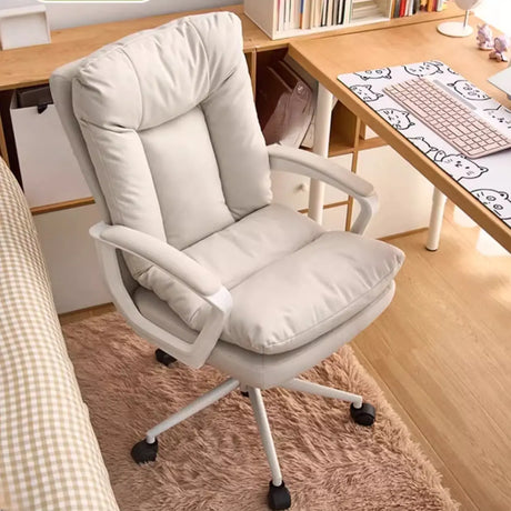 Contemporary Khaki Saddle Leather Adjustable Office Chair Image - 1