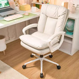 Contemporary Khaki Saddle Leather Adjustable Office Chair Image - 4