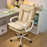 Contemporary Khaki Saddle Leather Adjustable Office Chair Image - 5