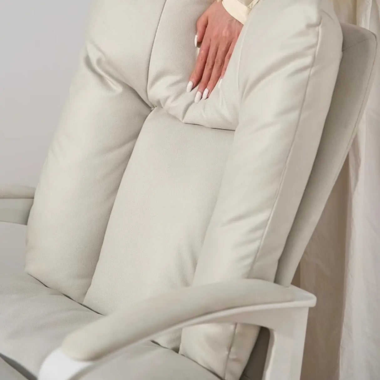 Contemporary Khaki Saddle Leather Adjustable Office Chair Image - 6