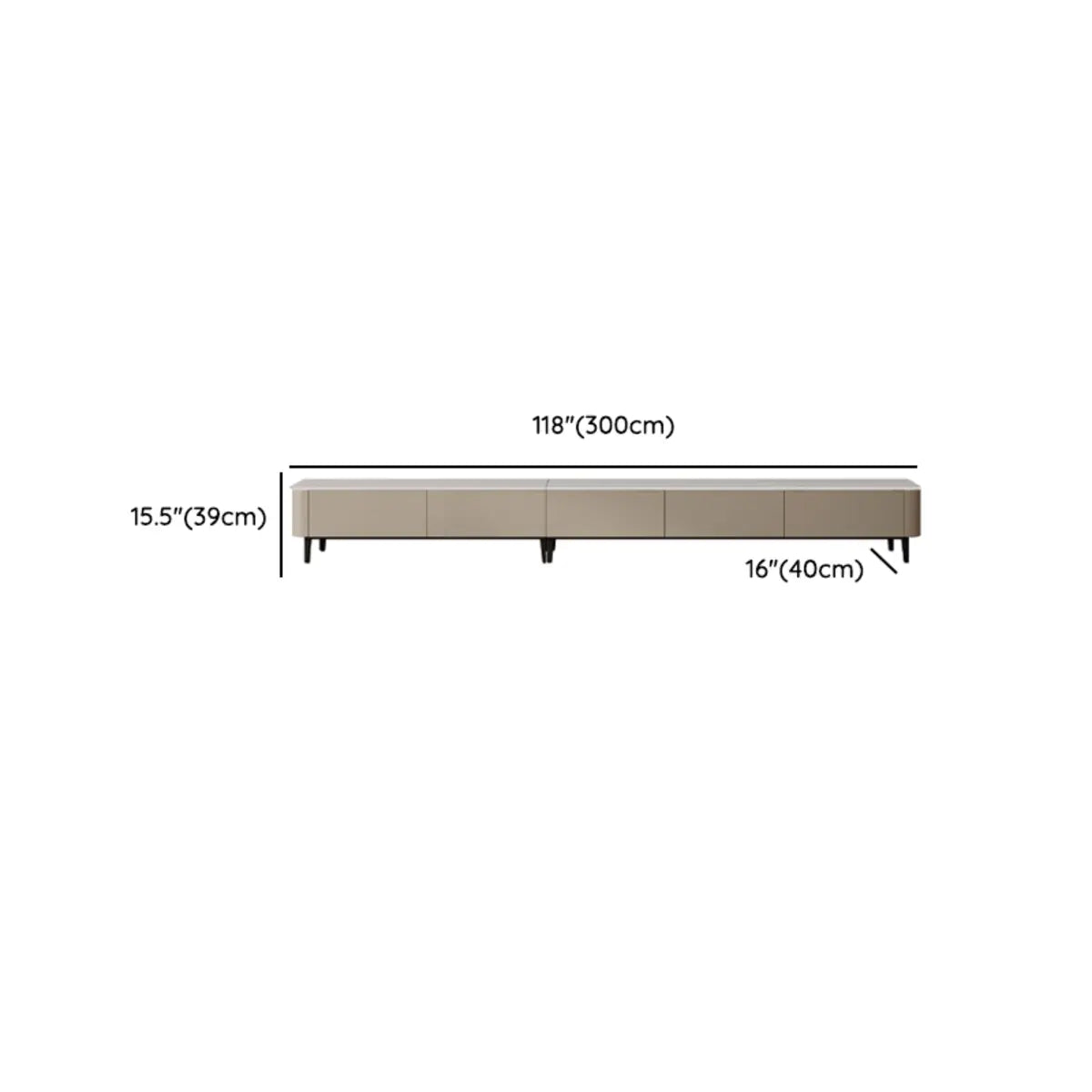 Contemporary Khaki Stone Long TV Stand with Drawers Image - 16