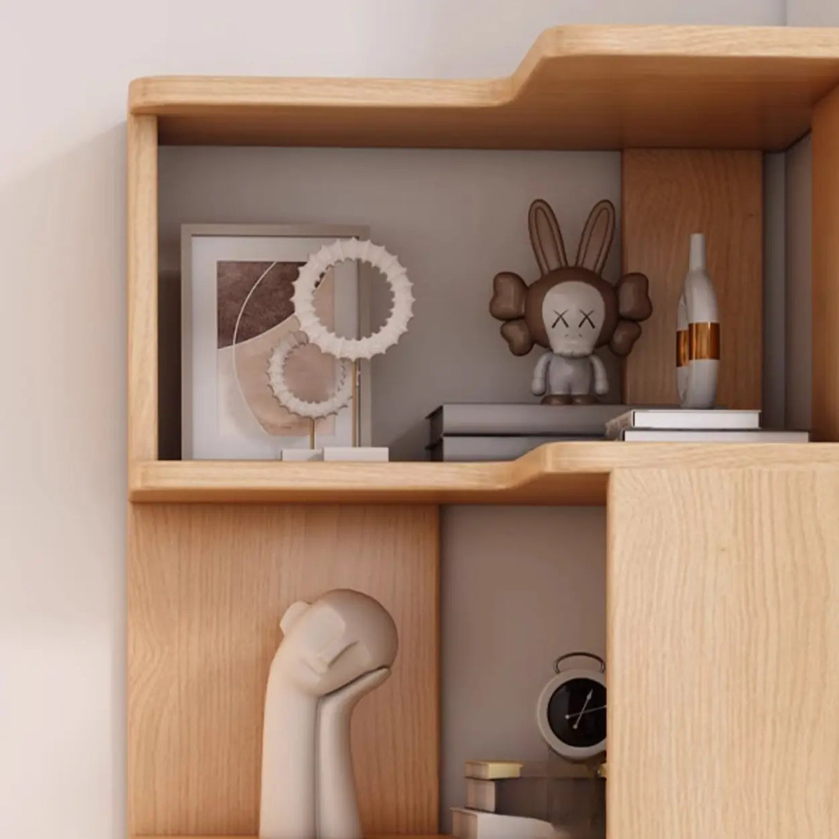 Contemporary L-Shaped Wood Corner Display Bookcase Image - 10