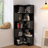 Contemporary L-Shaped Wood Corner Display Bookcase Image - 18
