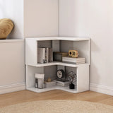 Contemporary L-Shaped Wood Corner Display Bookcase Image - 25