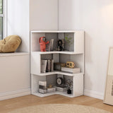 Contemporary L-Shaped Wood Corner Display Bookcase Image - 26