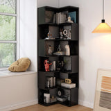 Contemporary L-Shaped Wood Corner Display Bookcase Image - 3