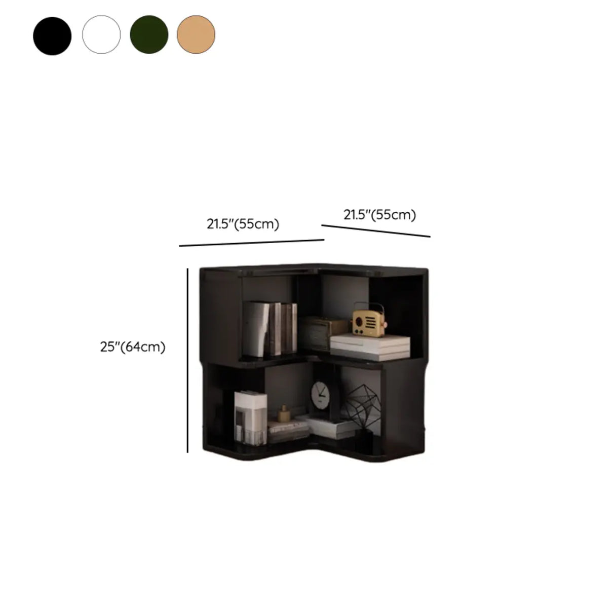 Contemporary L-Shaped Wood Corner Display Bookcase 