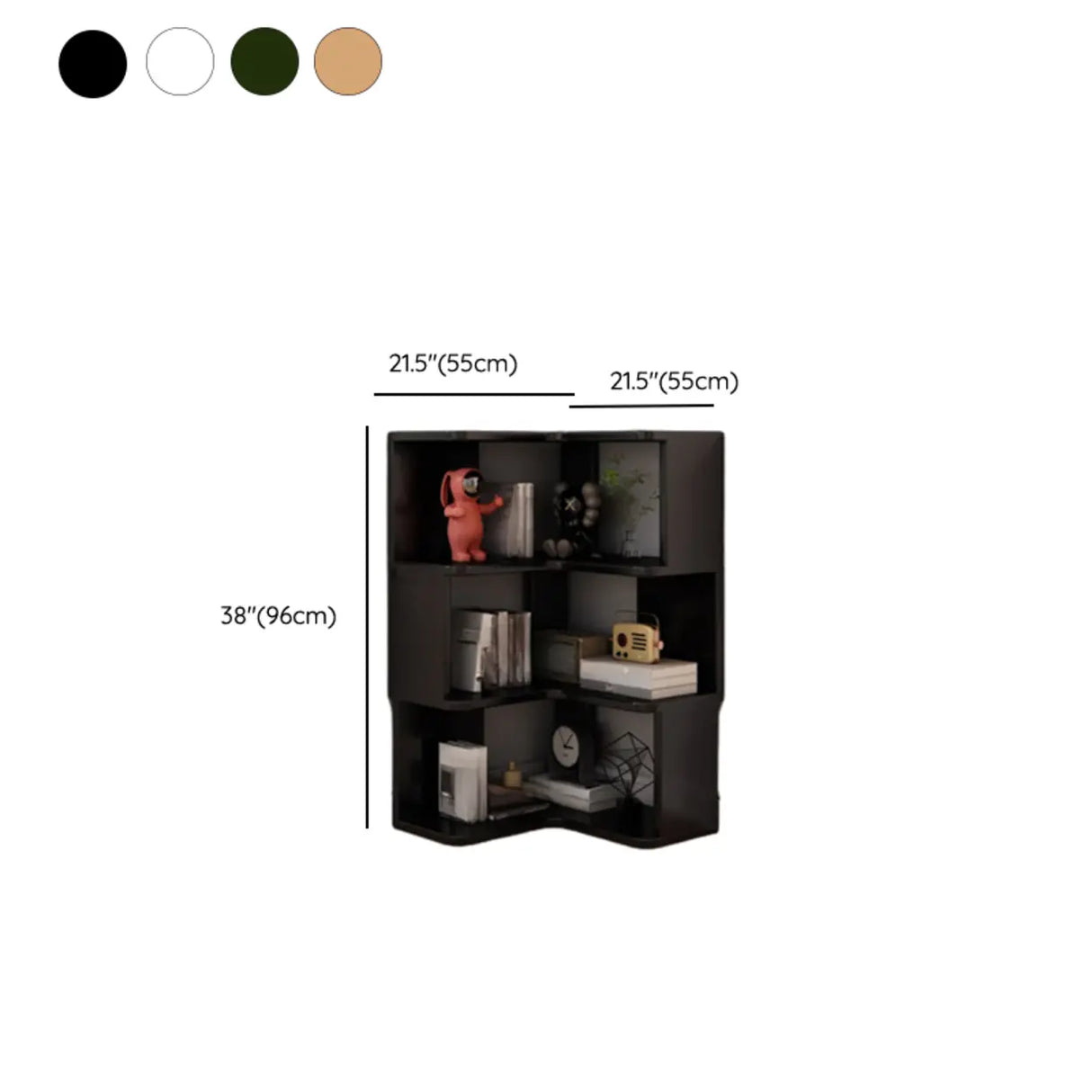 Contemporary L-Shaped Wood Corner Display Bookcase Image - 32