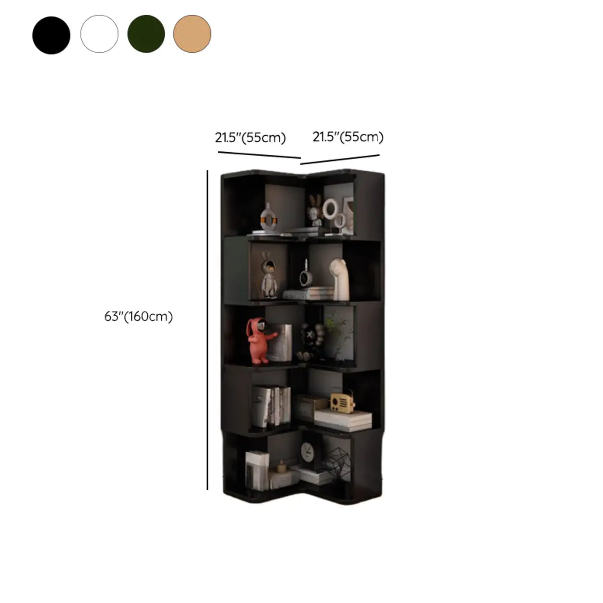 Contemporary L-Shaped Wood Corner Display Bookcase Image - 34