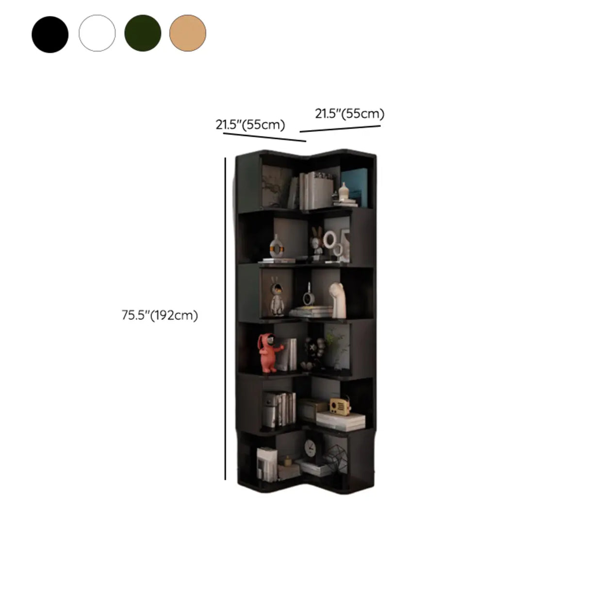 Contemporary L-Shaped Wood Corner Display Bookcase Image - 35