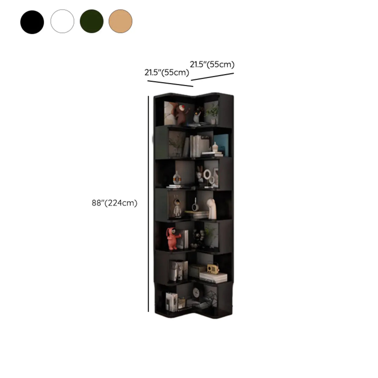 Contemporary L-Shaped Wood Corner Display Bookcase Image - 36