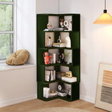 Contemporary L-Shaped Wood Corner Display Bookcase Image - 4