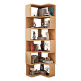 Contemporary L-Shaped Wood Corner Display Bookcase Image - 5