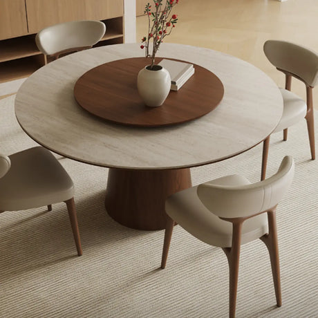 Contemporary Lazy Susan Rotating Tray Round Dining Table Image - 4