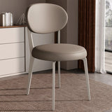 Contemporary Leather Armless Low Curved Back Dining Chair Image - 11