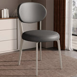 Contemporary Leather Armless Low Curved Back Dining Chair Image - 14
