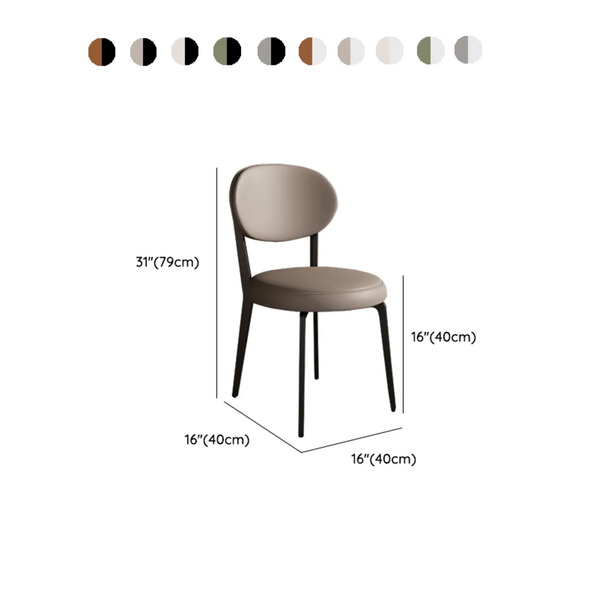 Contemporary Leather Armless Low Curved Back Dining Chair 