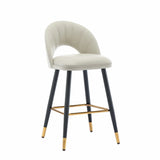 Contemporary Leather Curved Back Bar Stool with Metal Legs Image - 11