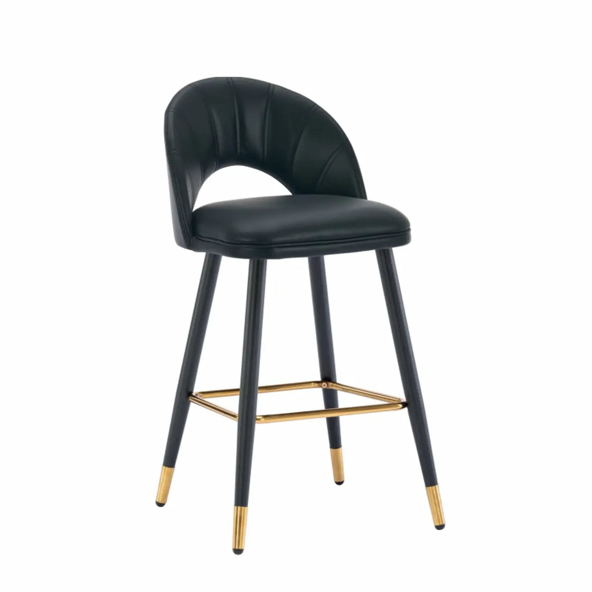 Contemporary Leather Curved Back Bar Stool with Metal Legs Image - 15
