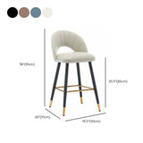 Contemporary Leather Curved Back Bar Stool with Metal Legs #size