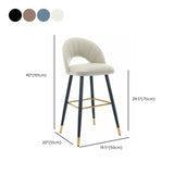 Contemporary Leather Curved Back Bar Stool with Metal Legs Image - 17
